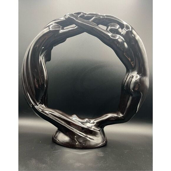 Haeger Pottery Couple Lovers Eternity Circle of Love Black Statue 1986 orig stic - Picture 3 of 7
